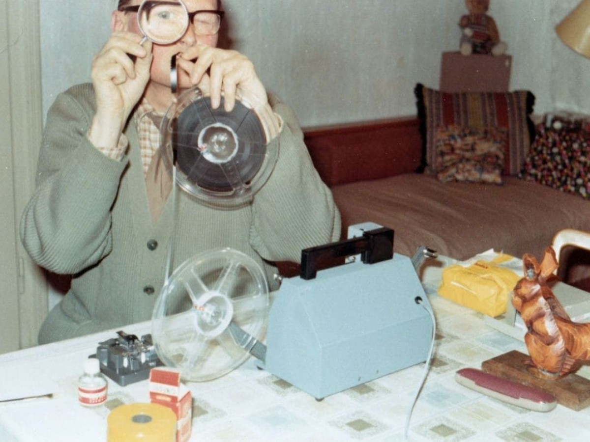 Charel beim Filmschnitt, Wien, circa 1970, privat Charel beim Filmschnitt, Wien, circa 1970, privat