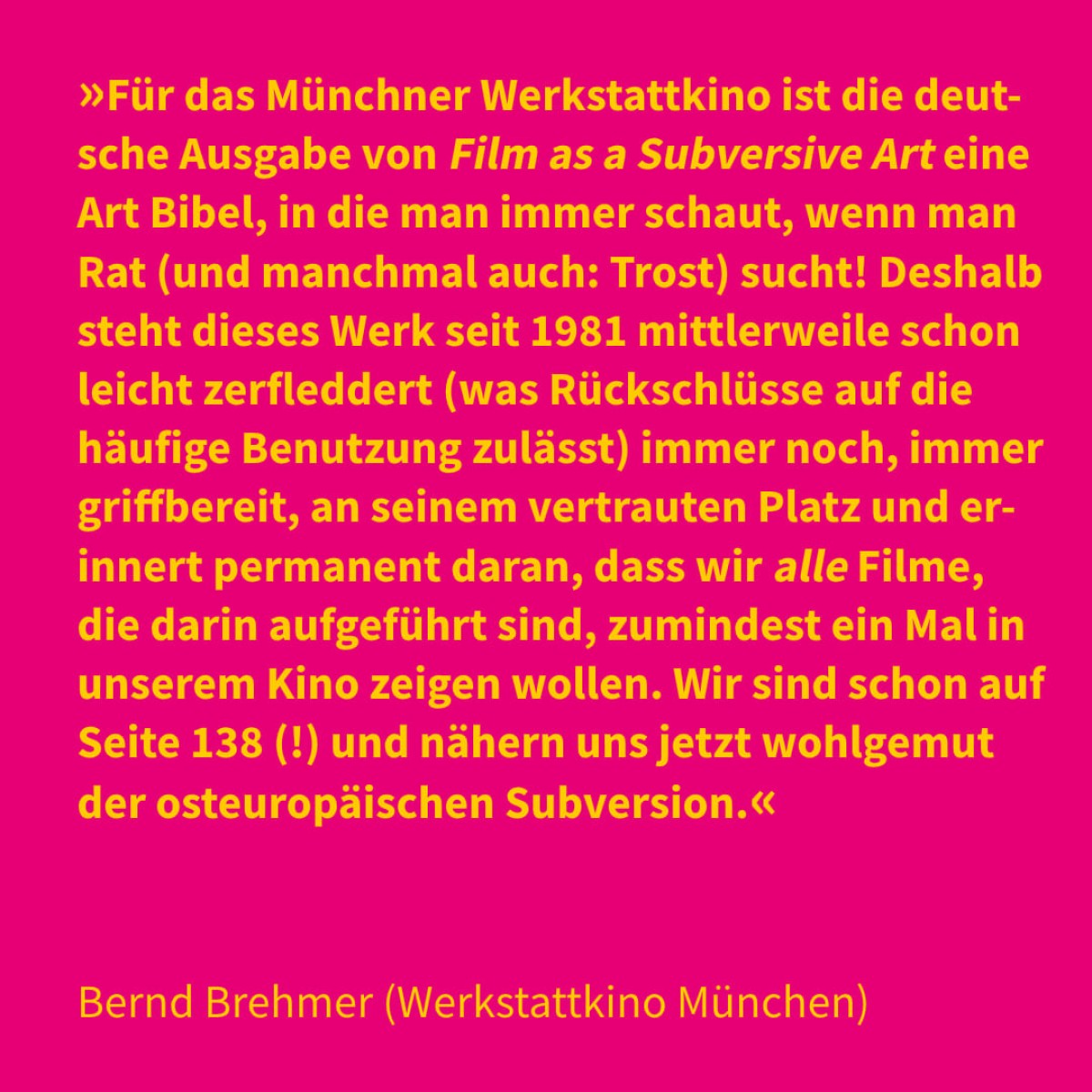 Bernd Brehmer (Werkstattkino München)