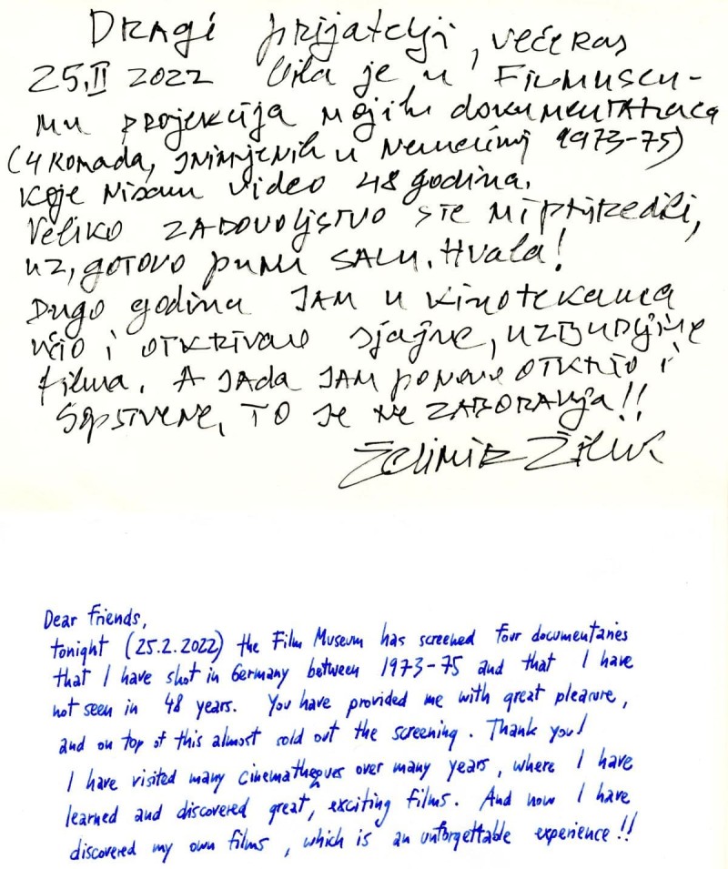 Zelimir Zilnik (Gästebucheintrag 2022)