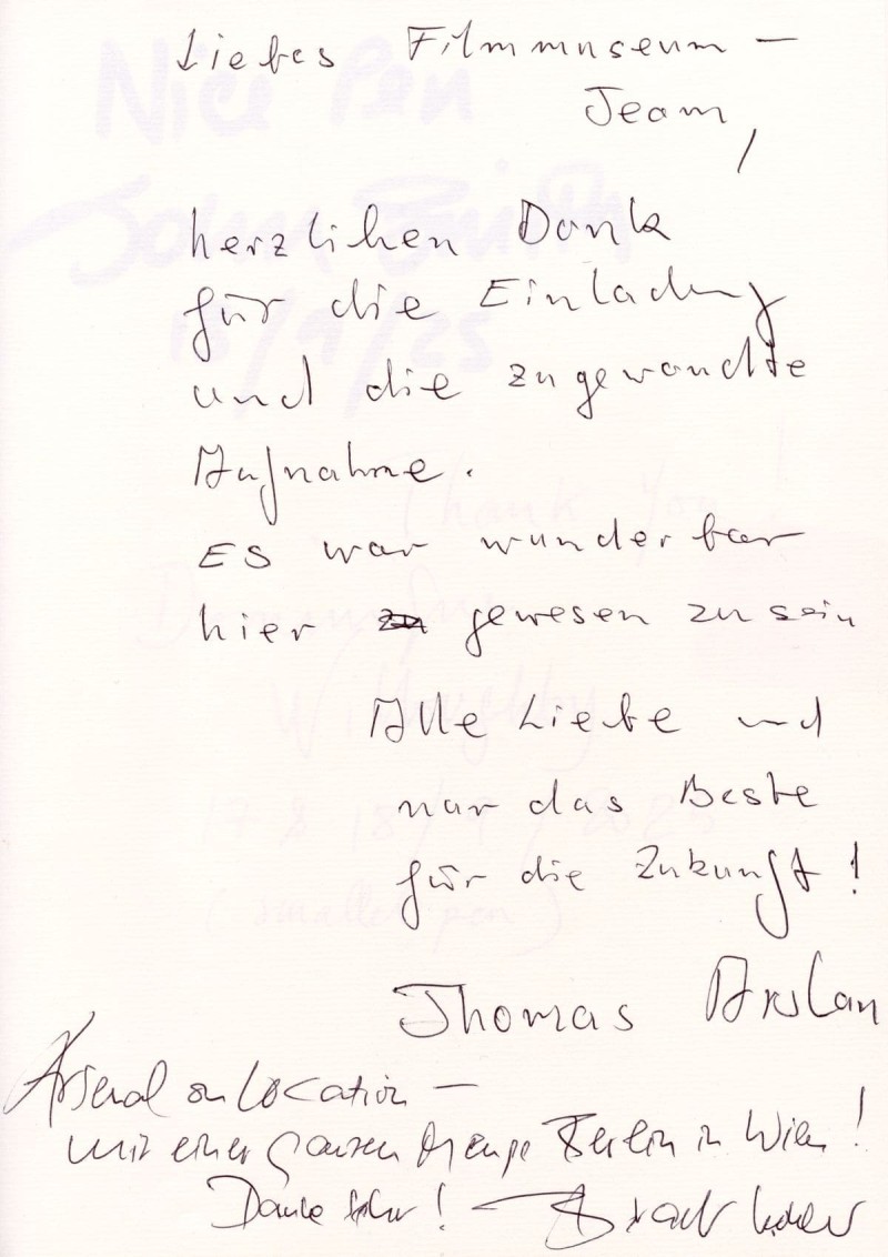 Thomas Arslan & Birgit Kohler (Gästebucheintrag 2025) Thomas Arslan & Birgit Kohler (Gästebucheintrag 2025)