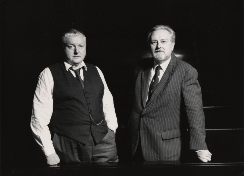 Peter Kubelka und Peter Konlechner zur Eröffnung des Unsichtbaren Kinos 1989 (Foto: Gerhard Heller)