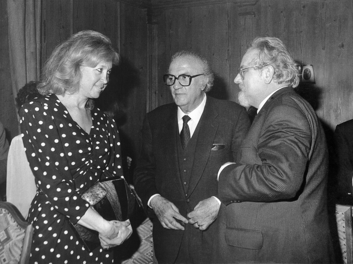 Helga Konlechner, Federico Fellini, Peter Konlechner, 1988 © Kronen Zeitung/Norbert Kössler