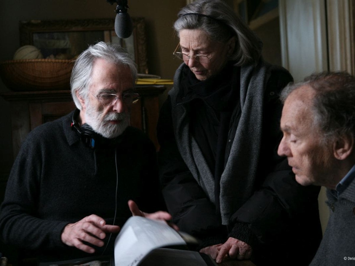 Michael Haneke, Emmanuelle Riva und Jean-Louis Trintignant am Set von "Amour", 2012, Michael Haneke © Denis Manin