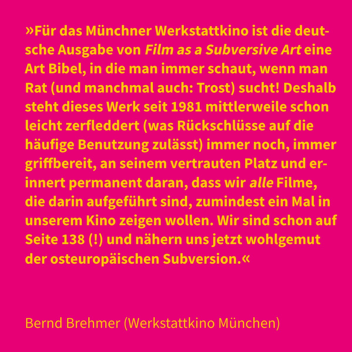 Bernd Brehmer (Werkstattkino München)